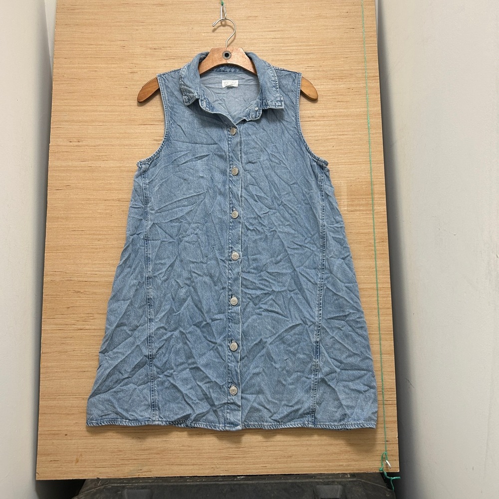 Z Supply Denim Sleeveless Button Front Mini Dress Light Wash Blue Medium